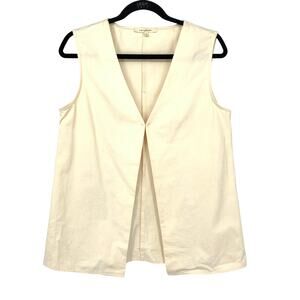 Et Clet Womens Sleeveless Open Front Vest Cream Minimalist Layering Top Size M